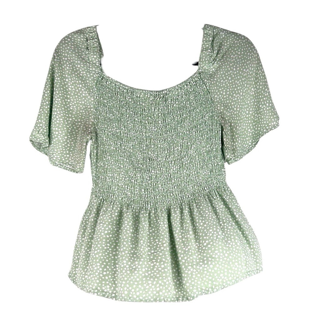 Urban Romantics Boho Romantic Smocked Peplum Flowy Short Sleeve‎ Top Size Small